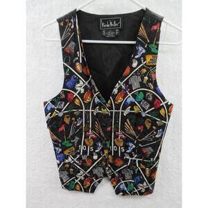 Vintage 1993 NICOLE MILLER Novelty Vest SPORTS GOLF BASEBALL CBS Womens Medium